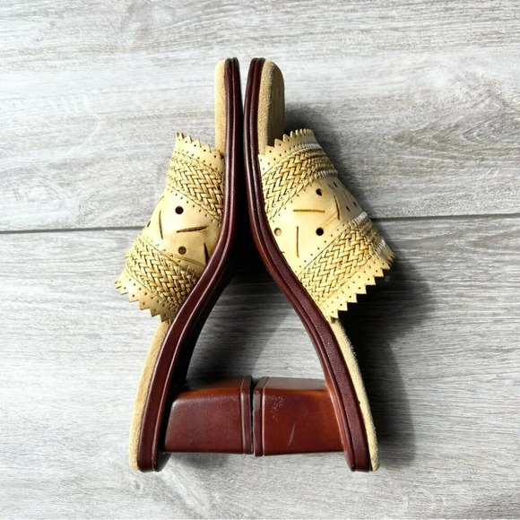 San Miguel Woven Slipper Sandals Wooden Heel - Picture 9 of 14